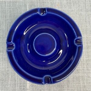 Ceramic Blue Ashtray Cobalt Blue 5"